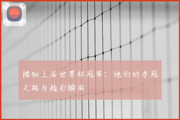 揭秘上届世界杯冠军：他们的夺冠之路与精彩瞬间