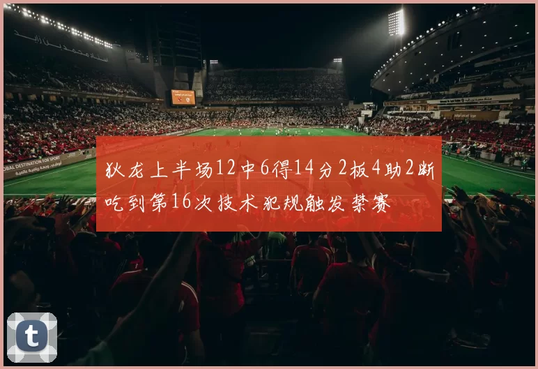 狄龙上半场12中6得14分2板4助2断吃到第16次技术犯规触发禁赛
